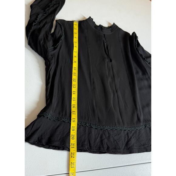 Three of Something Blouse Womens XL Black Lace Long Sleeve Business Casual - Picture 6 of 13
